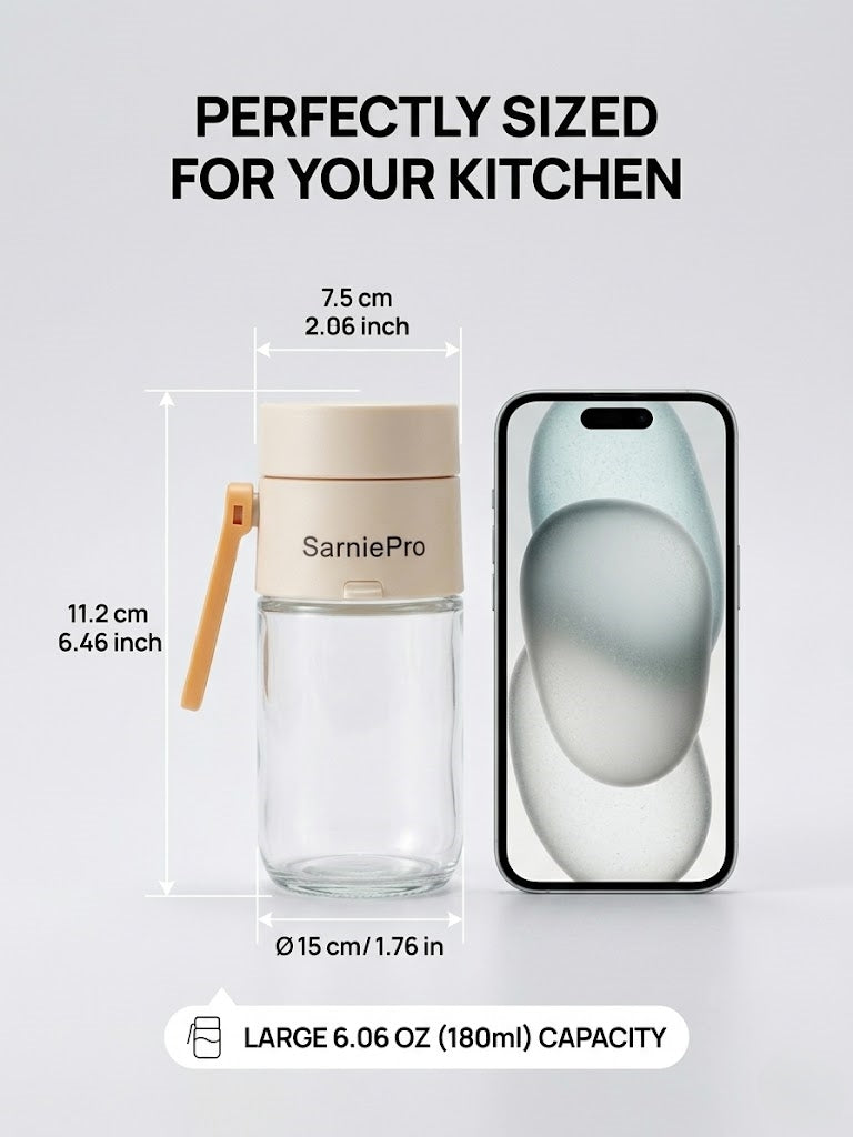 SarniePro Smart Dual-Dispense Salt Shaker – One-Press 0.5g Measuring & Free-Pour Seasoning Bottle