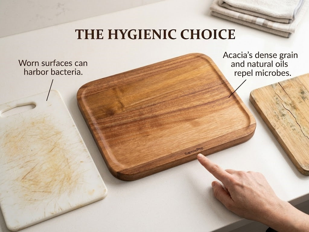 SarniePro Premium FSC-Certified Acacia Wood Cutting Board – Thick, Knife-Friendly & Naturally Finished with Beeswax