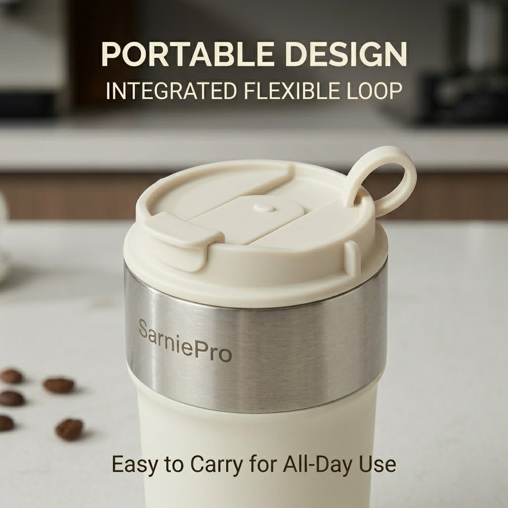SarniePro Ceramic-Lined – 316 Stainless Steel Vacuum Insulated Coffee & Tea Cup with Leakproof Lid