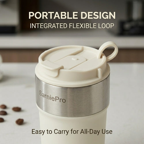 SarniePro Ceramic-Lined – 316 Stainless Steel Vacuum Insulated Coffee & Tea Cup with Leakproof Lid