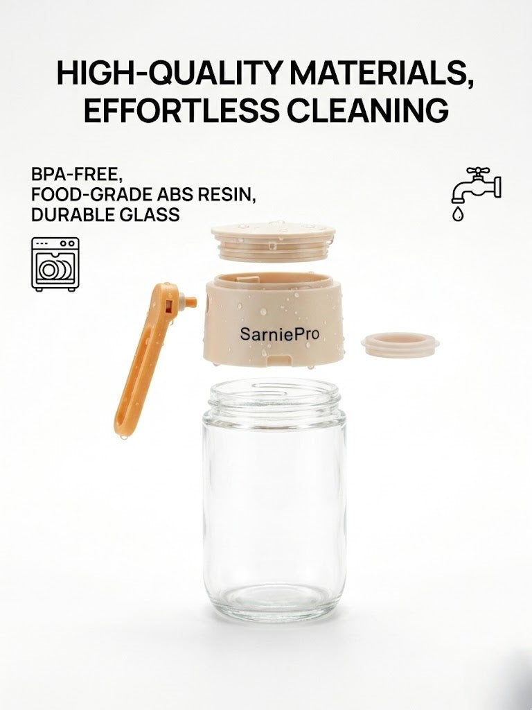 SarniePro Smart Dual-Dispense Salt Shaker – One-Press 0.5g Measuring & Free-Pour Seasoning Bottle