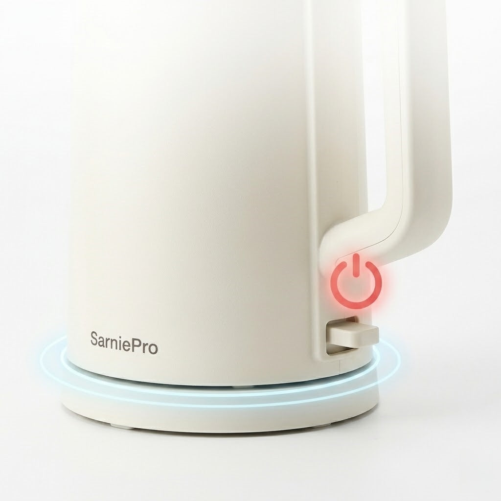 SarniePro Premium Double-Wall Electric Kettle – 1.7L Matte White, Stay-Cool Exterior, Fast & Quiet Boiling, Auto-Off & Boil-Dry Protection for Modern Kitchens