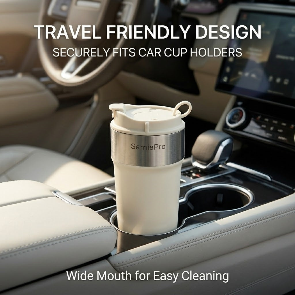SarniePro Ceramic-Lined – 316 Stainless Steel Vacuum Insulated Coffee & Tea Cup with Leakproof Lid