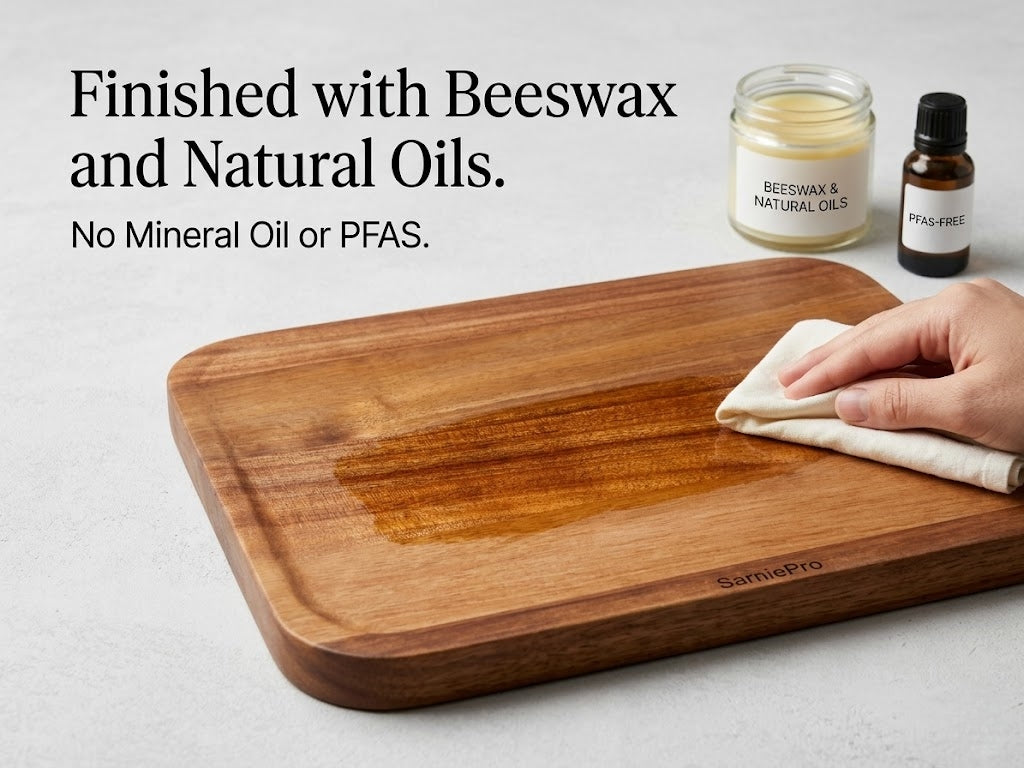 SarniePro Premium FSC-Certified Acacia Wood Cutting Board – Thick, Knife-Friendly & Naturally Finished with Beeswax