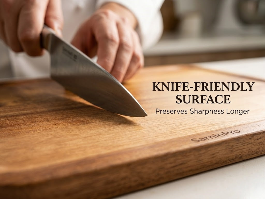 SarniePro Premium FSC-Certified Acacia Wood Cutting Board – Thick, Knife-Friendly & Naturally Finished with Beeswax