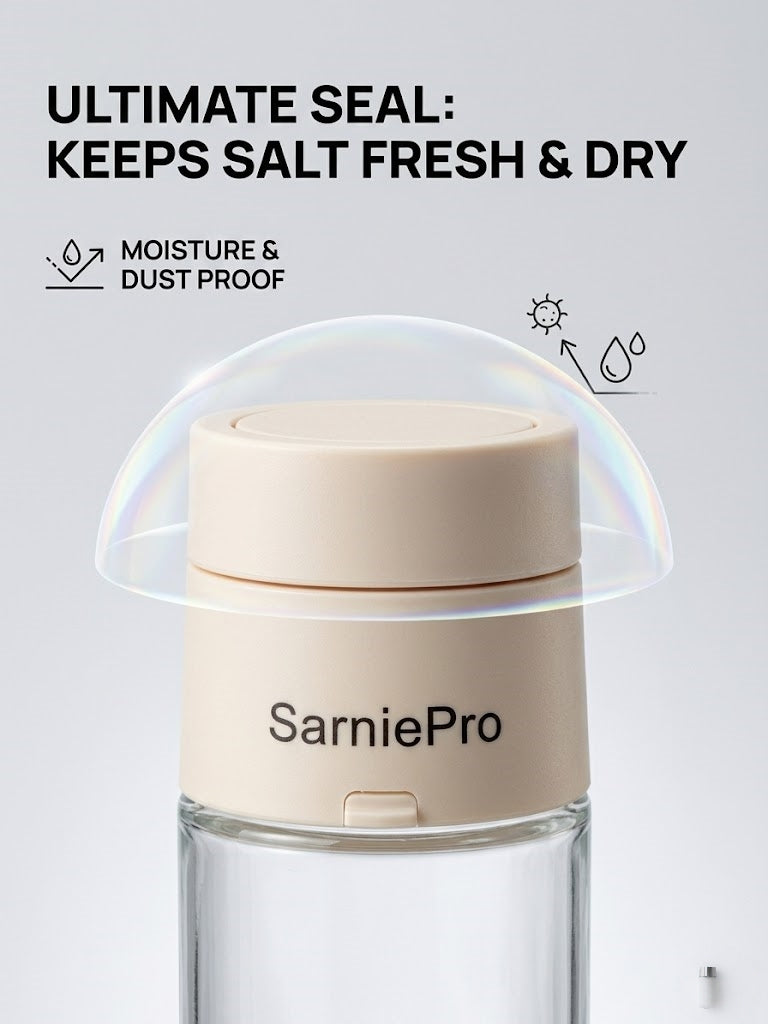 SarniePro Smart Dual-Dispense Salt Shaker – One-Press 0.5g Measuring & Free-Pour Seasoning Bottle
