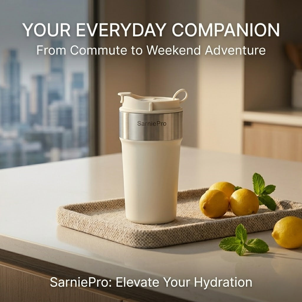 SarniePro Ceramic-Lined – 316 Stainless Steel Vacuum Insulated Coffee & Tea Cup with Leakproof Lid