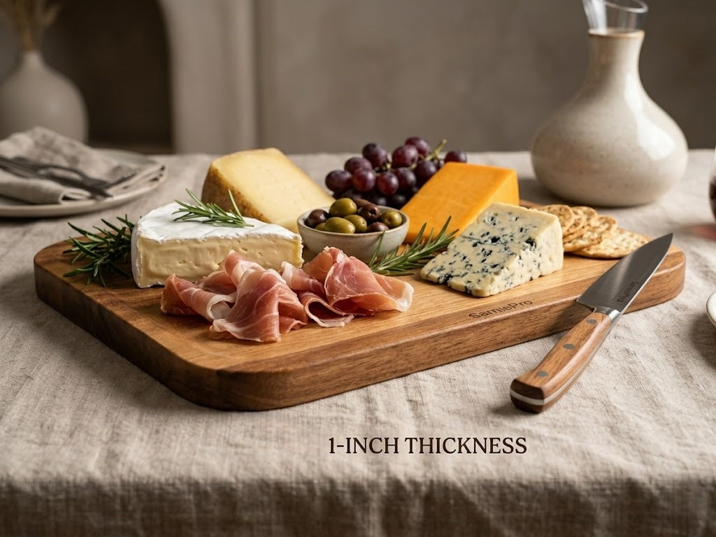 SarniePro Premium FSC-Certified Acacia Wood Cutting Board – Thick, Knife-Friendly & Naturally Finished with Beeswax